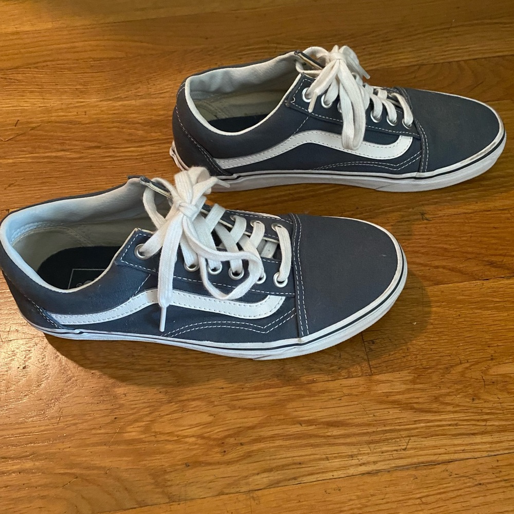 Blue and white lace up vans. Gently worn maybe 3x.